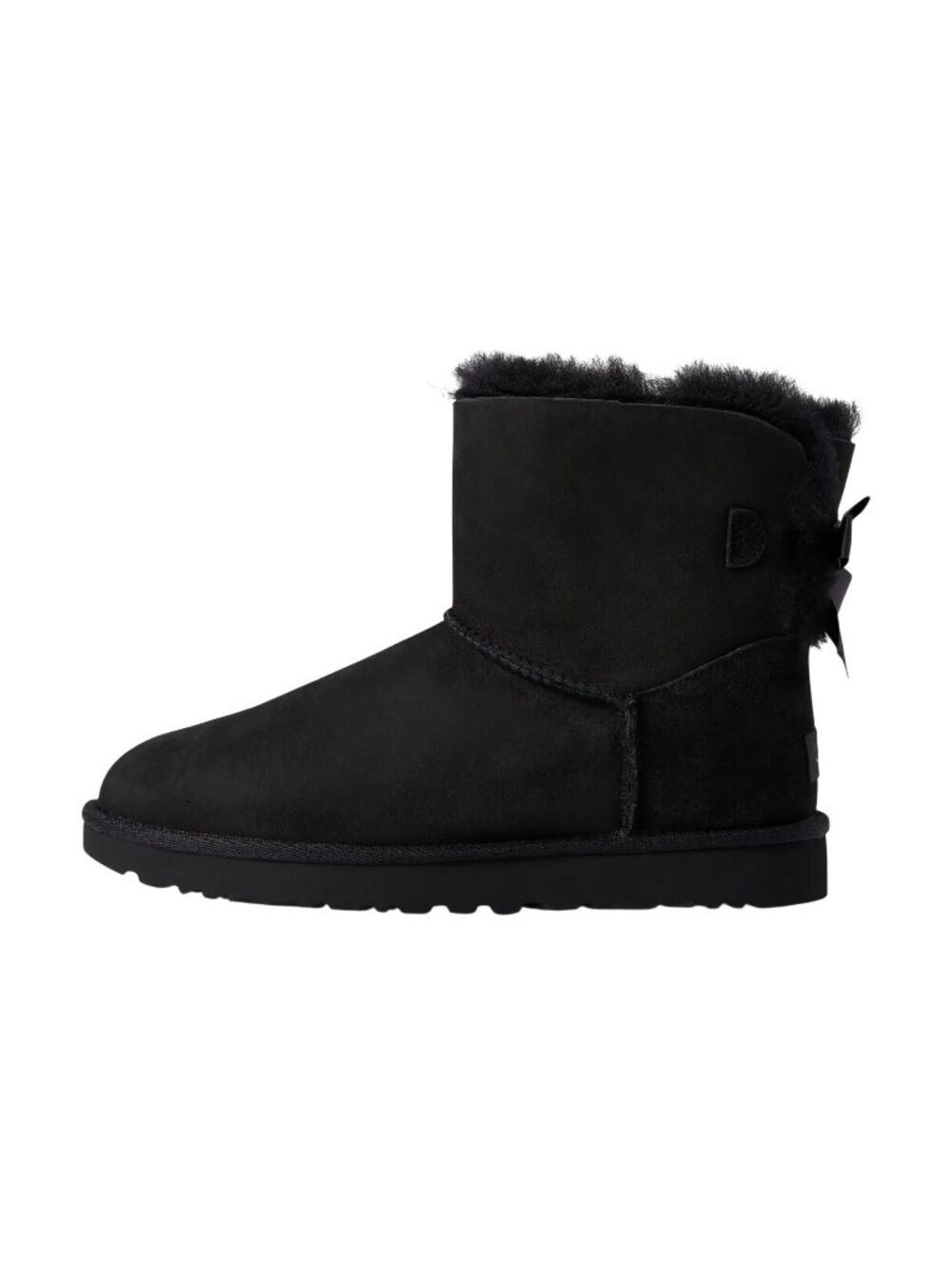 New UGG Mini Bailey Bow II Boots Shearling Suede Fur Cozy Winter Black Womens 8